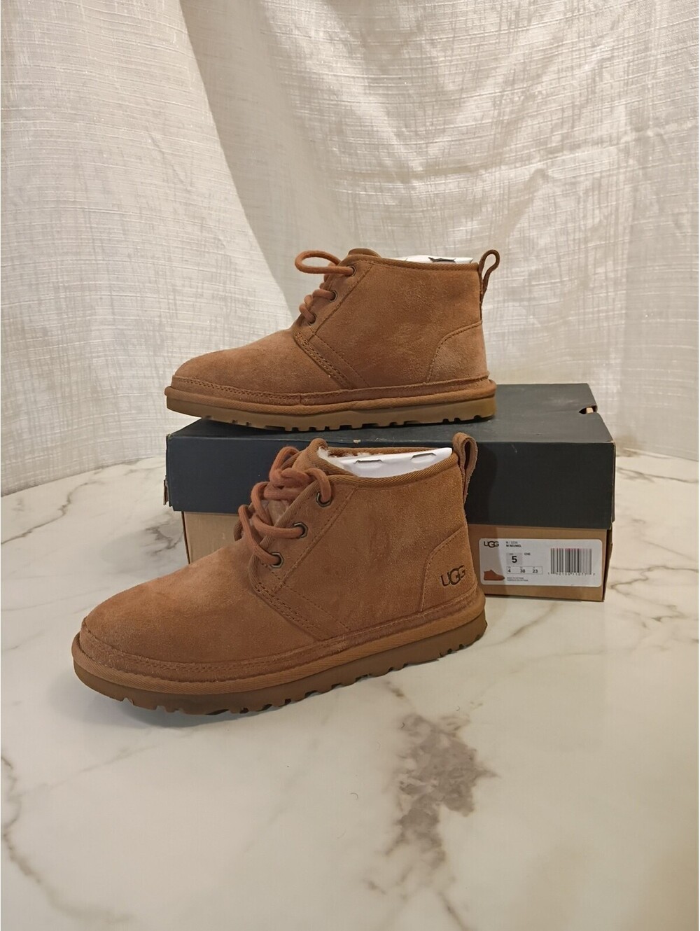 UGG NEUMEL CHESTNUT SUEDE/ WOOL CHUKKA ANKLE BOOTS, MEN US 5/ EUR 37.5 ~NEW